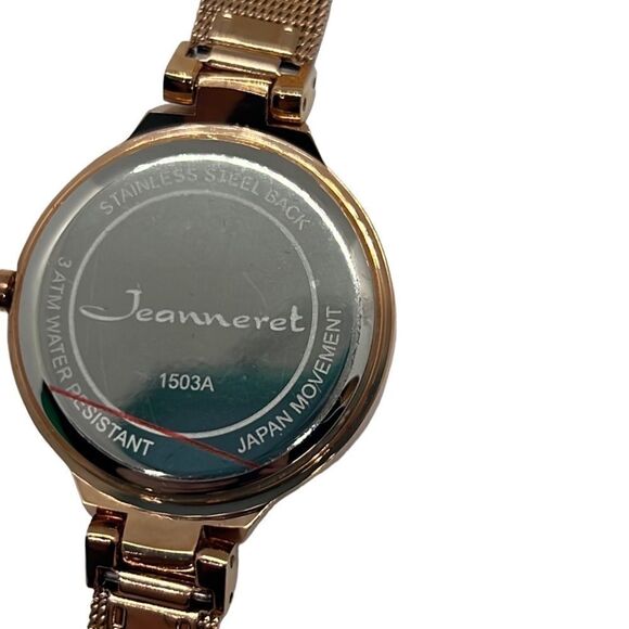 New Jeanneret Luxury Crystal Bezel Blue Face Gold Tone Mesh Band Wristwatch main image 6